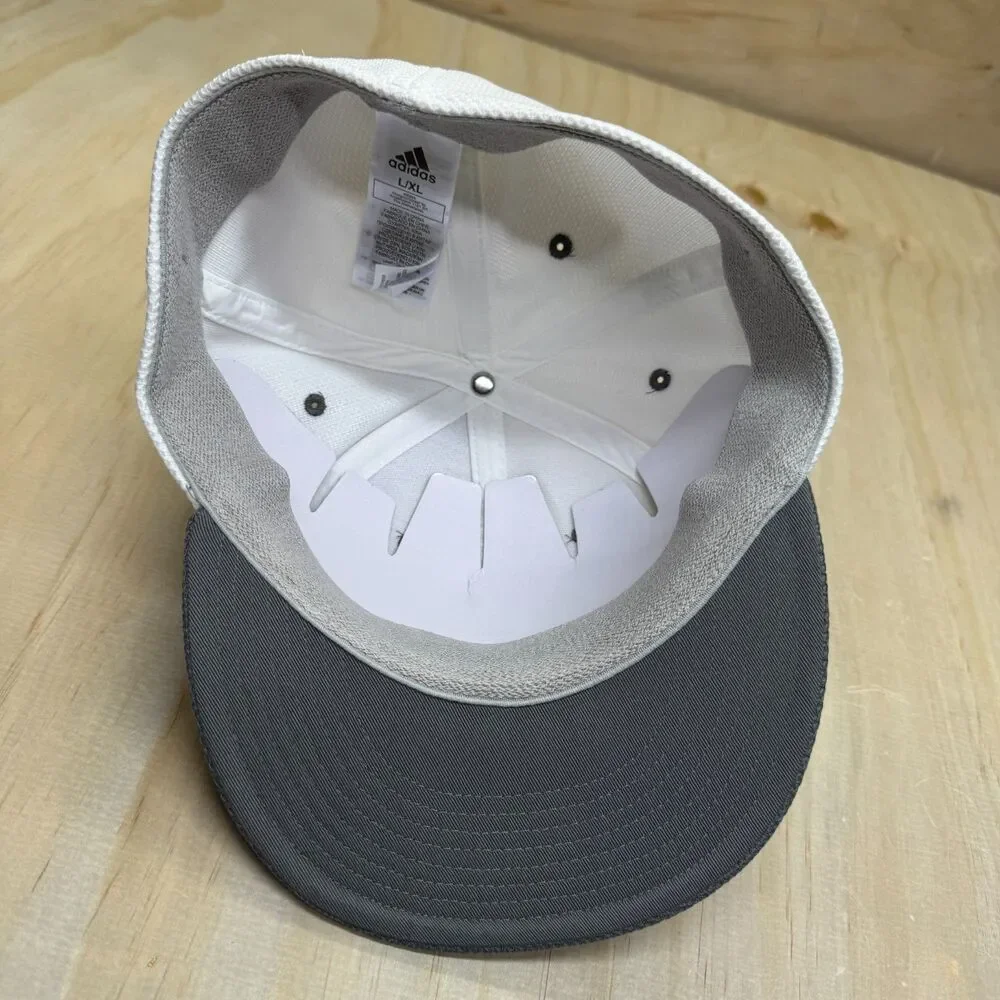NEW L/XL adidas Flat Brim Flexfit Fitted Cap Hat Blank White Gray